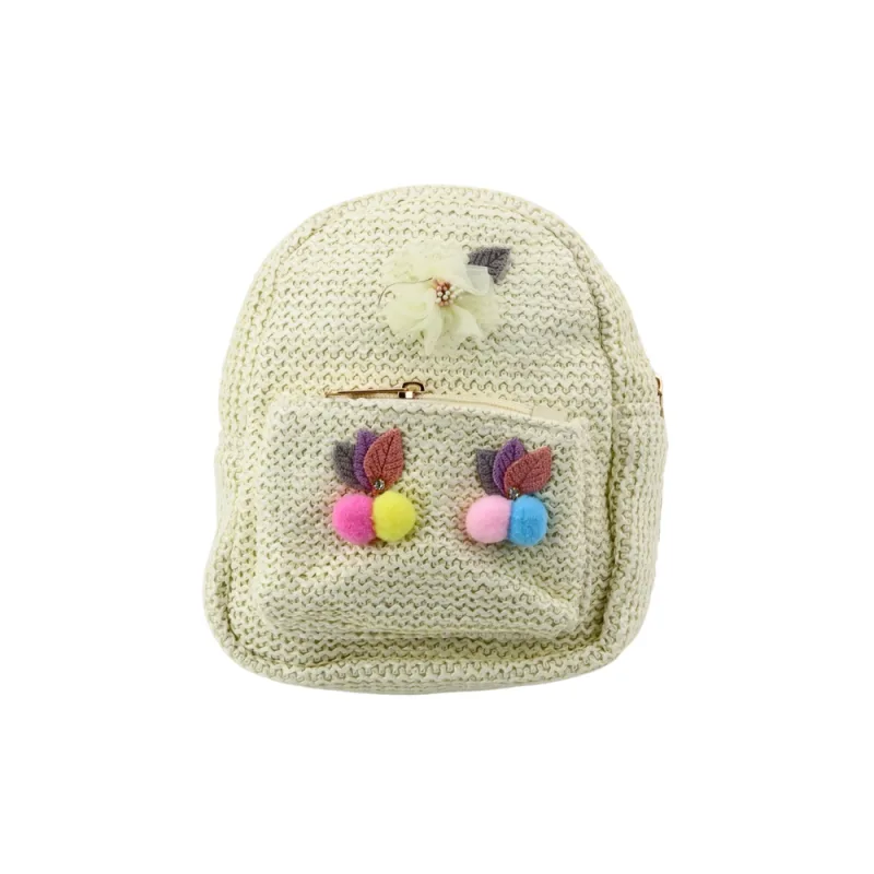 Vaikiška kuprinė siuvinėta spalvinga Pompoms Cream 20cm 2,5L · 1