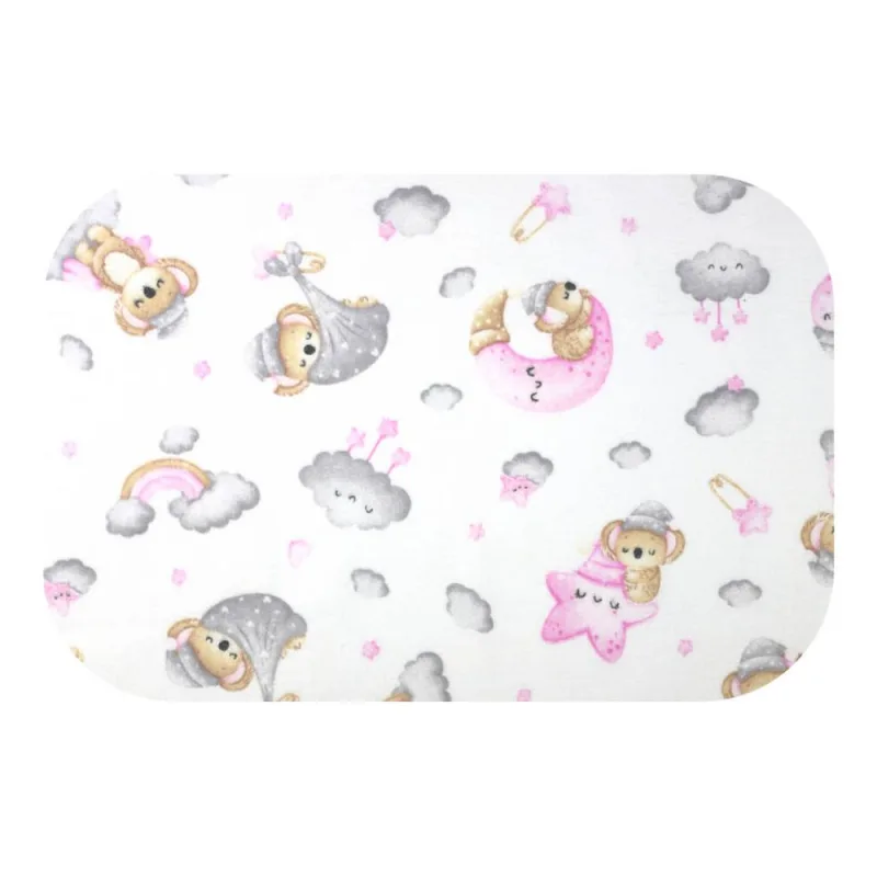 Sauskelnės - 28425 - FLANELINIS PRINTAS - EGA -KOALA ant MĖNULIO - PINK - dydis 70x80 cm · 2