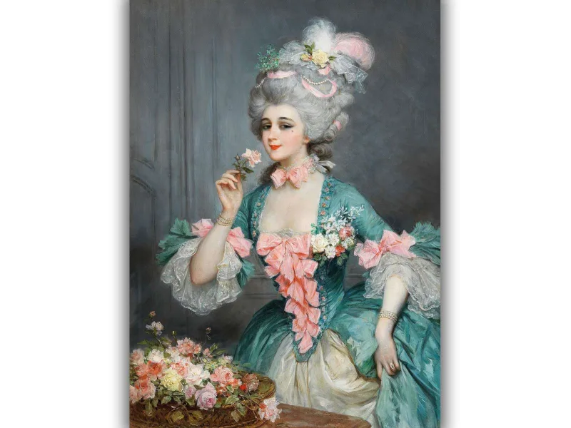 Reprodukcija „Elegantiška dama su rožėmis“, Lucius Rossi