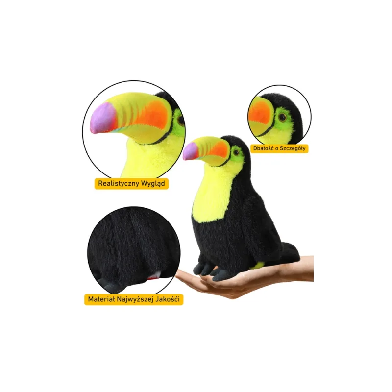 Pliušinis paukštis tukanas pliušinis talismanas geltonas 20 cm · 3