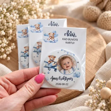 Magnetukai berniuko krikštynoms „Meškiukas lektuve“