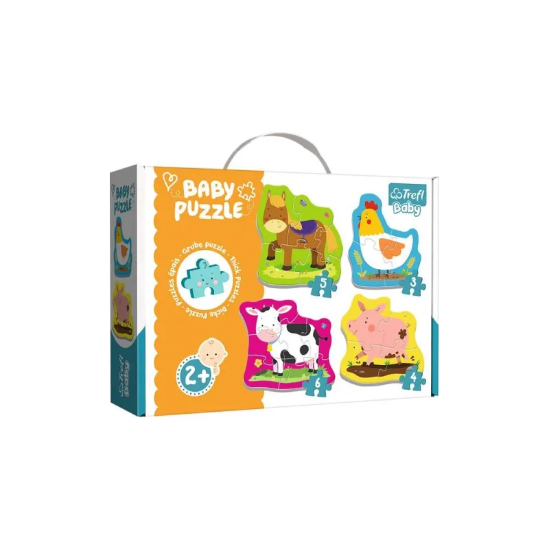 Dėlionė – „Baby Classic“ – Kaimo gyvūnai – Arkliukas, Višta, Paršelis, Karvutė – „Trefl“ 36070 · 1