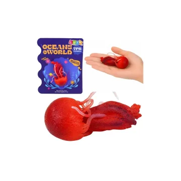 Guminė figūrėlė „Medūza“ – elastinga, realistiška jūros gyvūnė, 9 cm