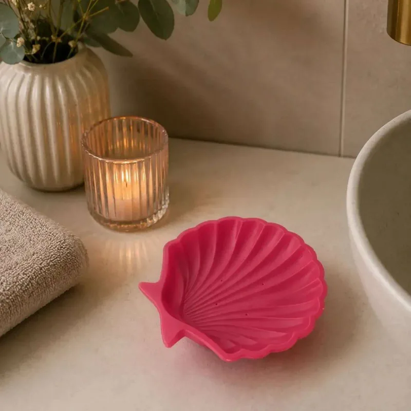 🌸 Ryškiai rožinė kriauklės formos muilinė 🌸