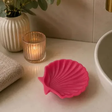 🌸 Ryškiai rožinė kriauklės formos muilinė 🌸