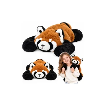 Pliušinis žaislas Raudonoji panda su ilgomis kojomis, juodos ir raudonos spalvos, 60 cm