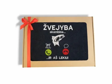 Siuvinėtas rankšluostis „Žvejyba skambina...“