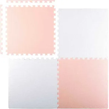 Didelis putplasčio kilimėlis, dėlionė Ricokids 120x120cm 4 vnt. persikų ir baltos spalvos
