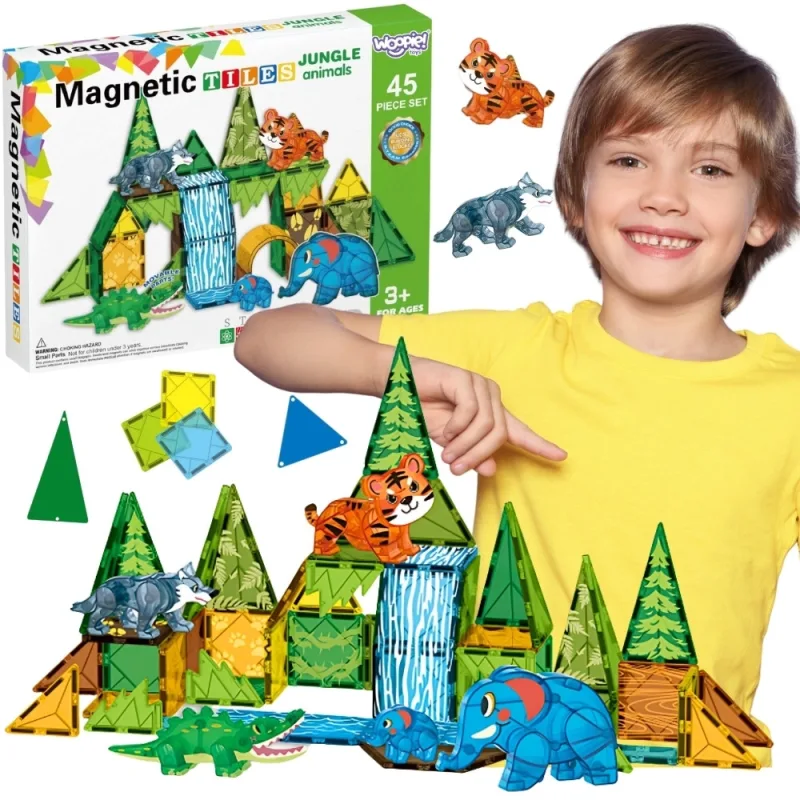 Magnetinis konstruktorius WOOPIE Džiunglių gyvūnai, 45 el. · 1