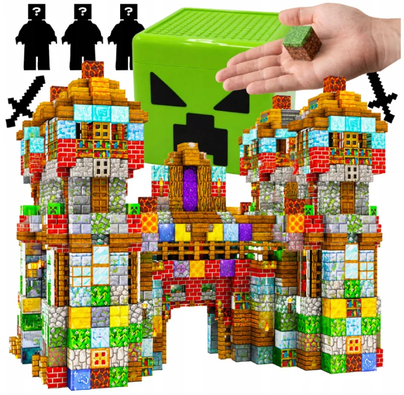 Magnetiniai minecraft pikselių kubeliai dėžutėje – 150 el. + figūrėlės · 1