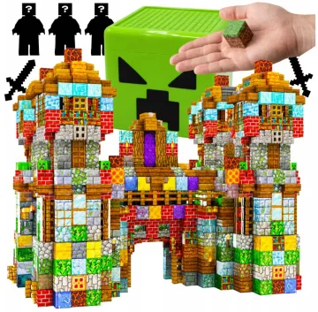 Magnetiniai minecraft pikselių kubeliai dėžutėje – 150 el. + figūrėlės