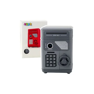 Elektroninis seifas, bankomatas, taupyklė su PIN kodu vaikams, pilkos spalvos