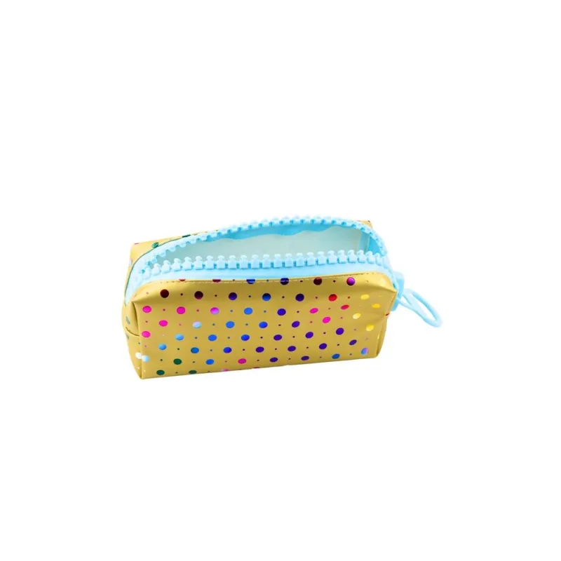 Mokyklinis penalas Organizatorius Spalvoti taškai Didelis užtrauktukas Auksinis 21x8cm · 2