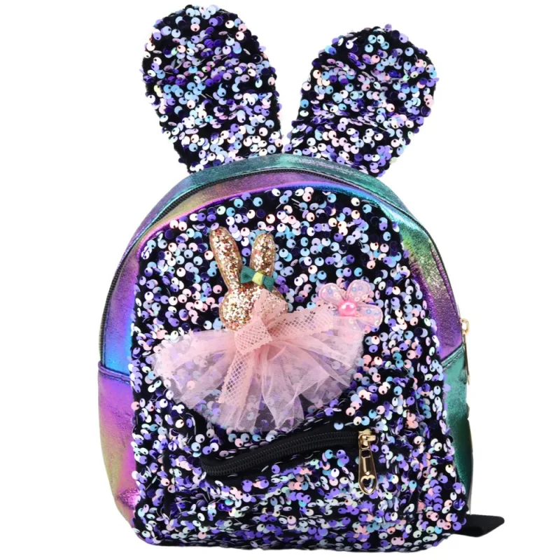 Vaikiška kuprinė Sequins Bunny Ears Tamsių spalvų 22cm 4.4L · 1