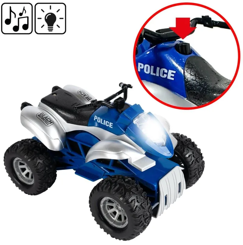 Žaislinis policijos rinkinys – keturratis + motorinė valtis 1:16 · 2