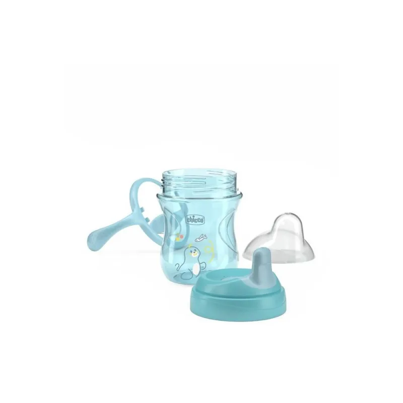 Puodelis su vidutinio kietumo antgaliu Chicco 180639 200 ML 6+ mėlynas · 2