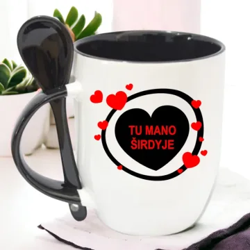 Puodelis su šaukšteliu „Tu mano širdyje“