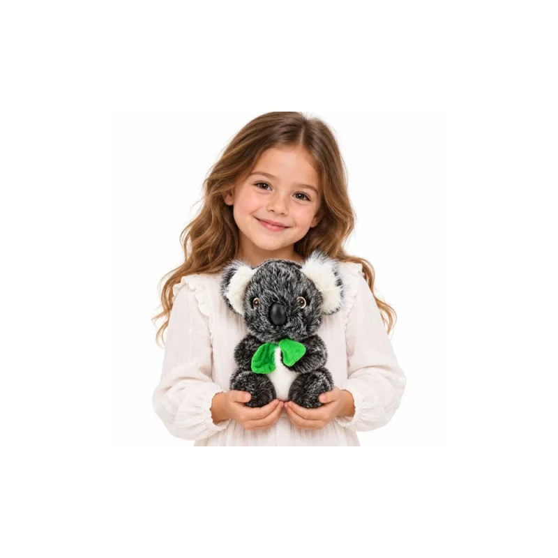 Pliušinis žaislas Koala su žaliu šaliku, pilkos spalvos, 22 cm · 2