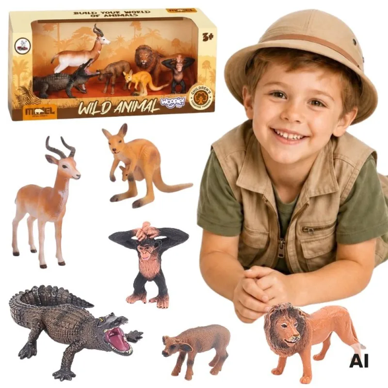 Laukinių gyvūnų figūrėlių rinkinys WOOPIE Safari, 6 vnt · 1
