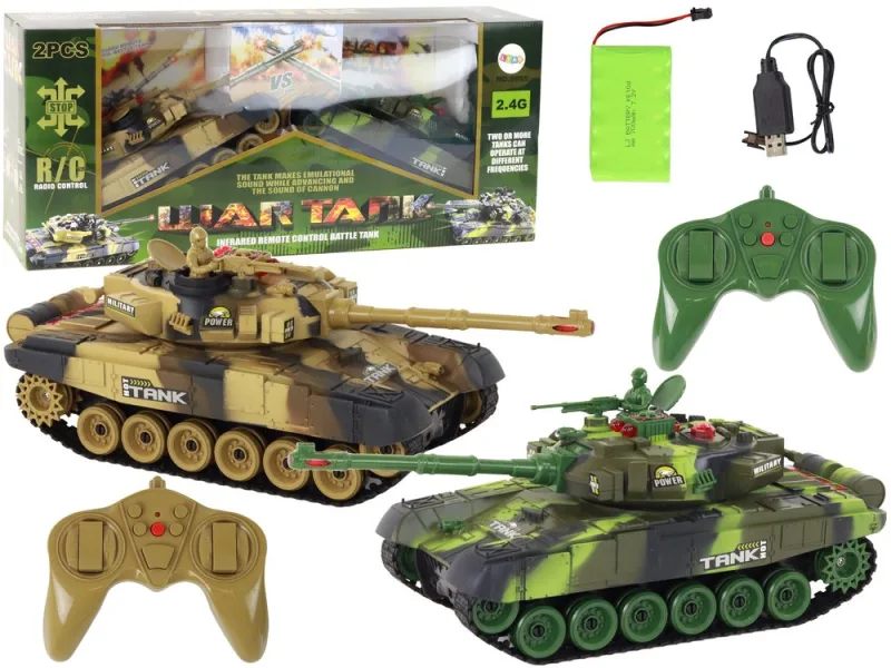 Nuotoliniu būdu valdomų kovinių tankų rinkinys, 2 vnt., 2,4 GHz · 1