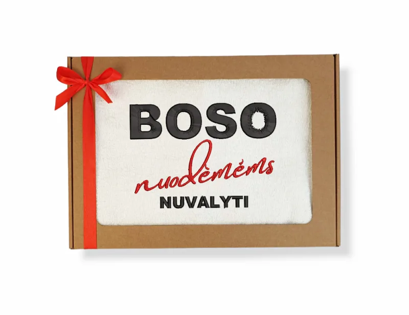 Siuvinėtas rankšluostis „Boso nuodėmėms nuvalyti“