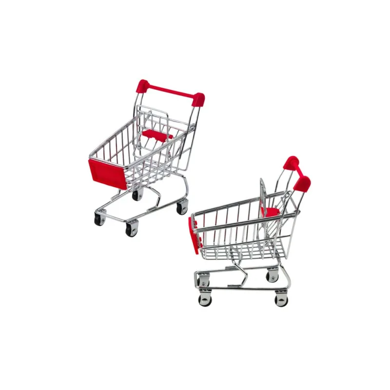 Mini metalinis pirkinių vežimėlis, lėlių žaidimams, dekoracija · 1