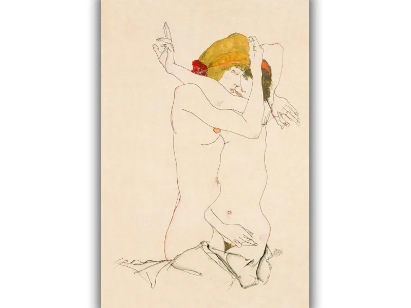 Reprodukcija „Dvi apsikabinusios moterys“, Egon Schiele (1913)