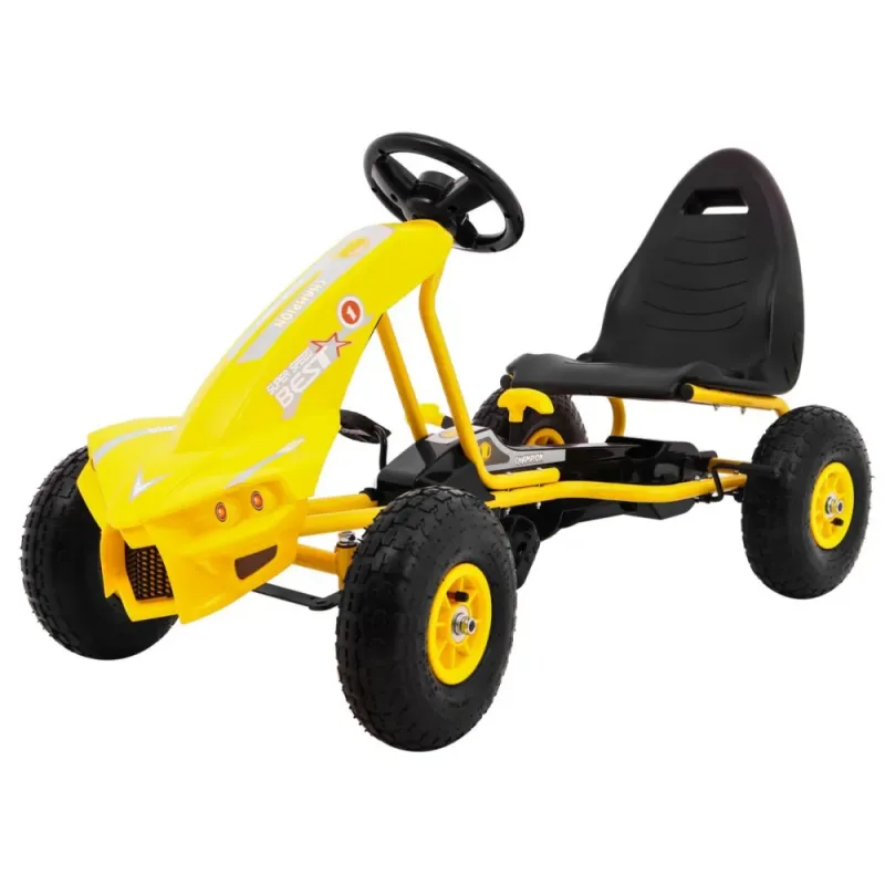 "Champion" pedalinis kartingas vaikams 3+ Geltonas + Pripučiamos padangos + Reguliuojama sėdynė + Rankinis stabdis · 1