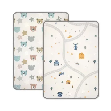 Dvipusis susukamas putplasčio kilimėlis Kinder Bear and Farm 178 × 120 cm