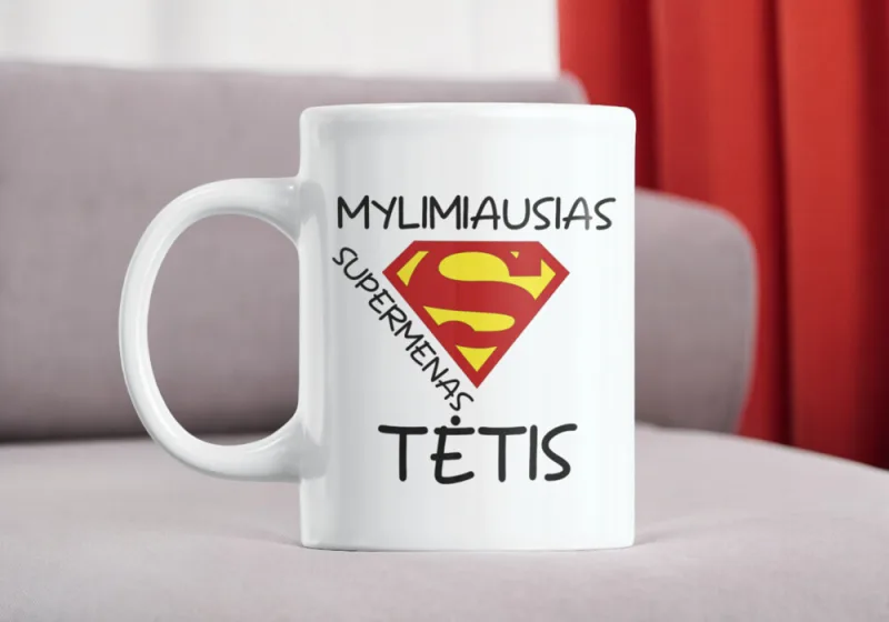 Standartinis puodelis „Mylimiausias supermenas tėtis“