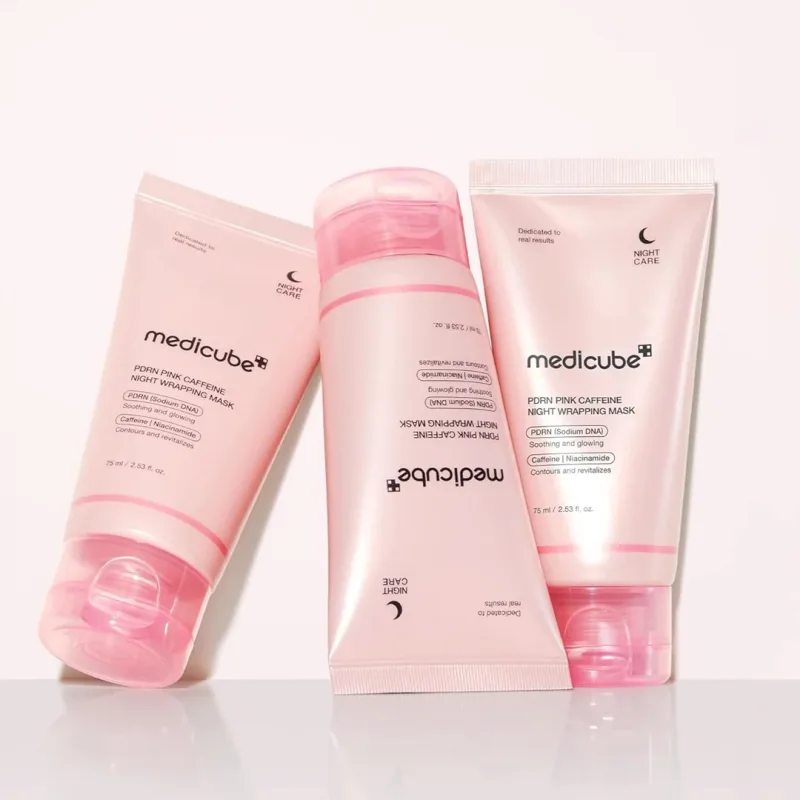 PDRN Pink Caffeine Night Wrapping Mask – naktinė nulupama kaukė su PDRN ir kofeinu, 75 ml. · 3