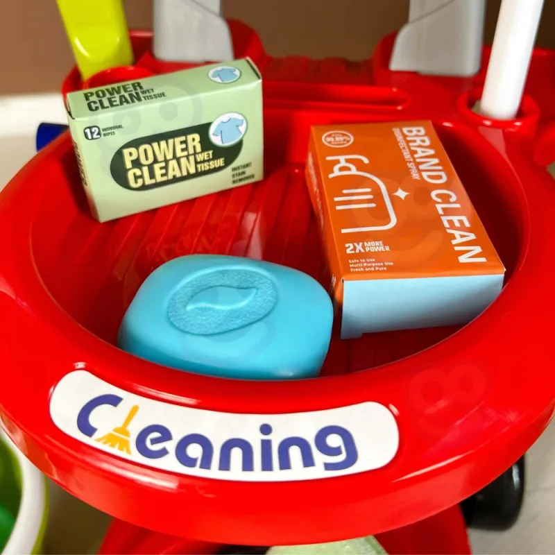 Valymo rinkinys WOOPIE XXL 3-in-1 su vežimėliu, 29 dalių, raudonas · 2