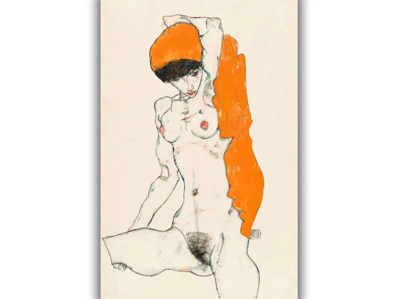 Reprodukcija „Vulgari nuoga moteris“, Egon Schiele (1914)