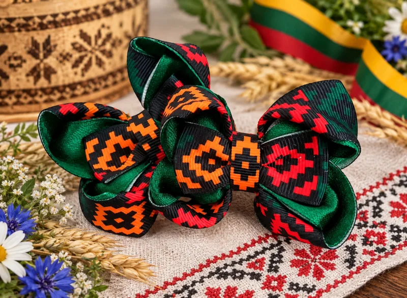 Tautinių motyvų plaukų gumytės