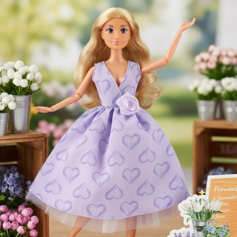 Lėlė Lily Ilgi šviesūs plaukai WOOPIE ROYAL 30 cm Levandų spalvos suknelė Priedai · 2