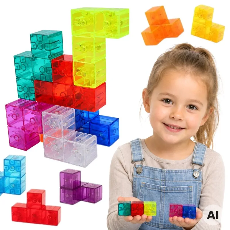 Magnetinis konstruktorius - dėlionė Tetris 3D · 2