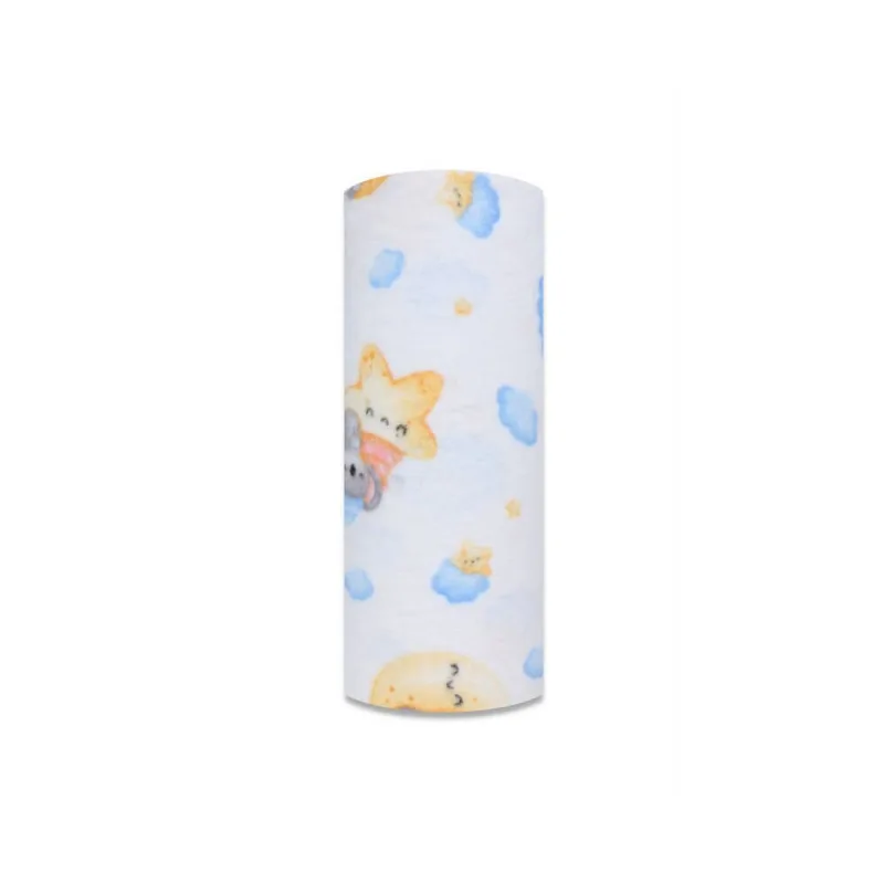 Sauskelnės - 12424 - FLANELINIS DAPTINTAS - EGA -KOALA RIBOJE - MĖLYNA / GELTONA - dydis 70x80 cm · 1