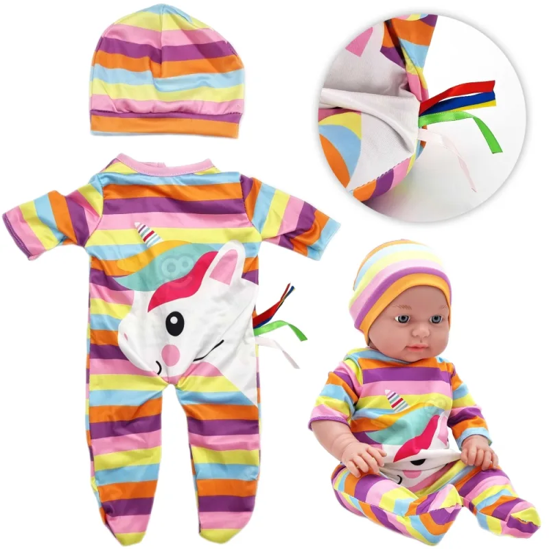 Lėlių suknelių rinkinys WOOPIE ROYAL pižamos, kūno vienaragio kepurė 43-46 cm · 1