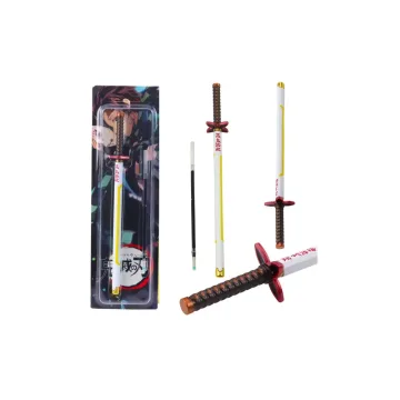 Katana kardas Anime Metalinis rašiklis Juodas rašalas Keičiamas baltas ir geltonas pildas