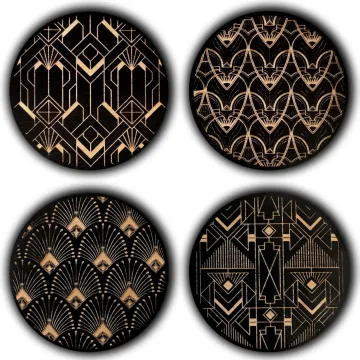 Medinių puodelių padėkliukų rinkinys „Art Deco“ (4 – 6 vnt)