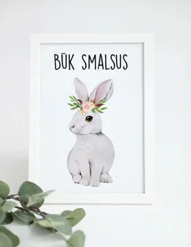 Plakatas vaiko kambariui su zuikučiu „Būk smalsus“