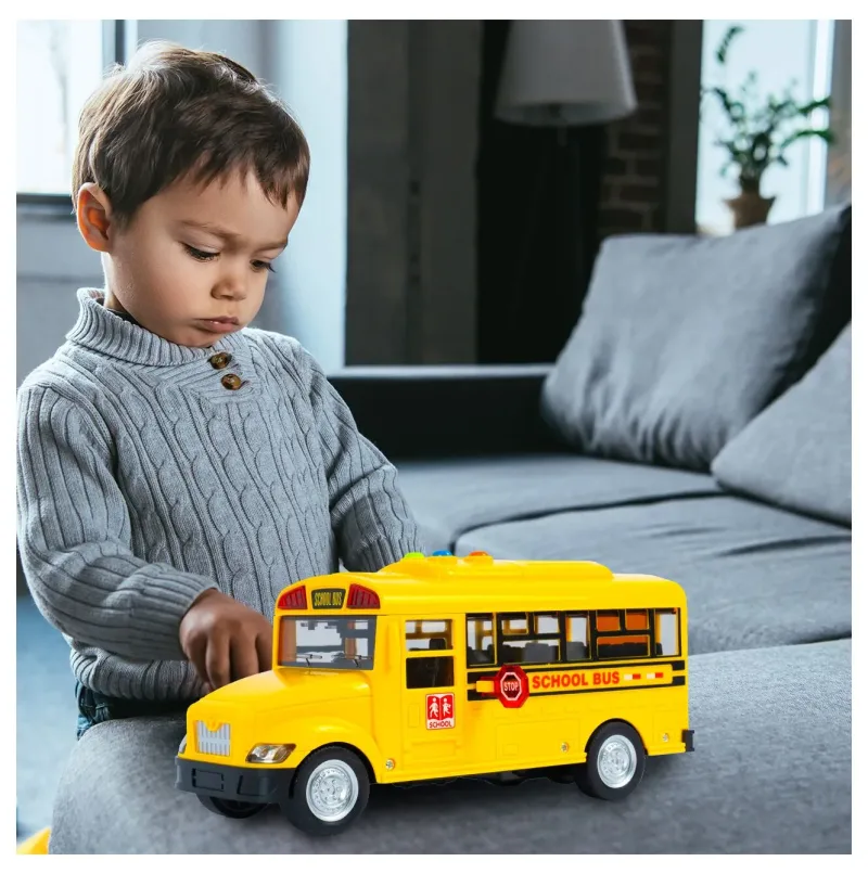 Žaislinis mokyklinis autobusas su šviesa, garsu ir atsidarančiomis durimis · 3