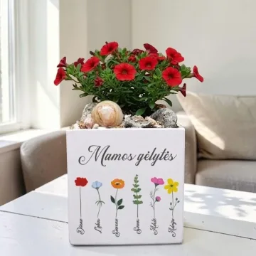 Vazonas „Mamos gėlytės“ (Su vaikų vardais)