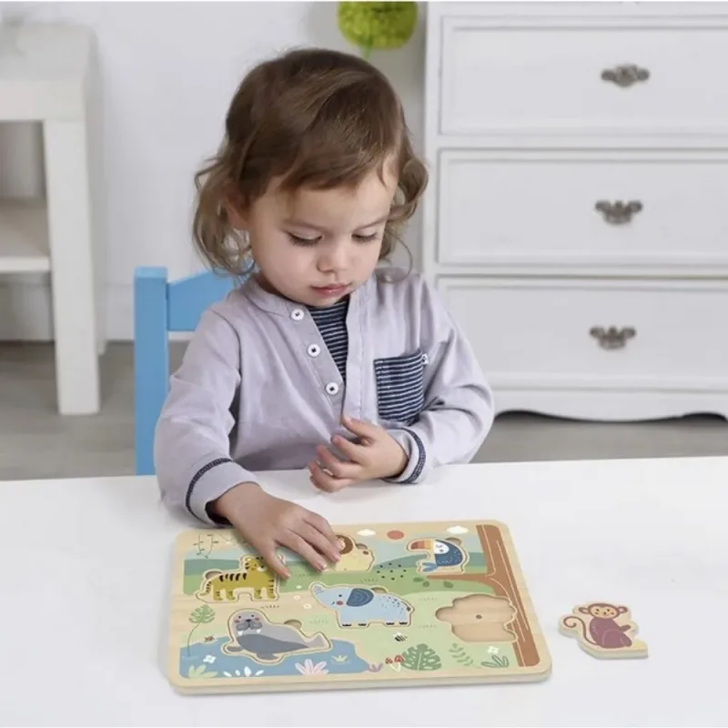 Medinė interaktyvi dėlionė TOOKY TOY Gyvūnai · 2