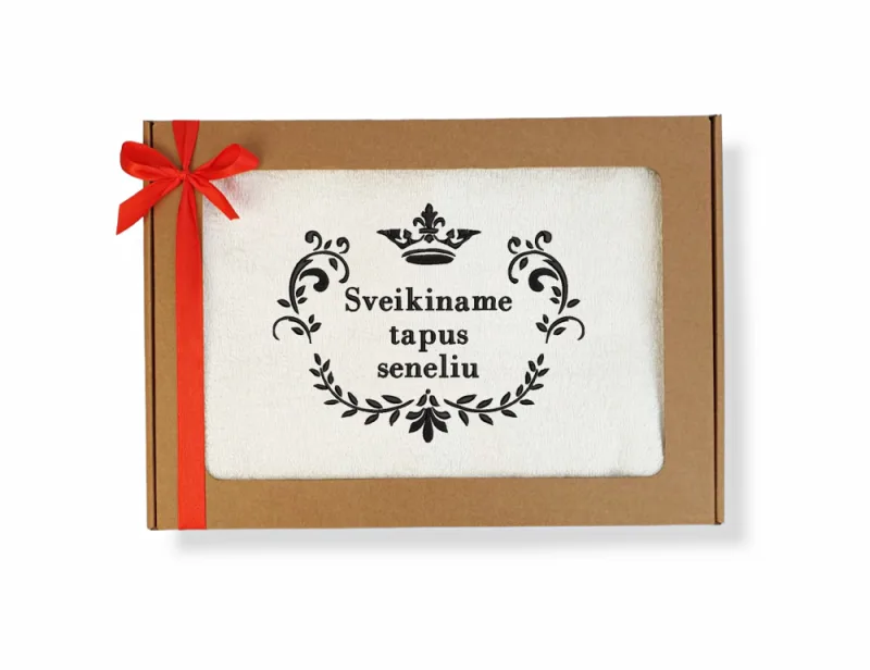 Siuvinėtas rankšluostis „Sveikiname tapus seneliu“