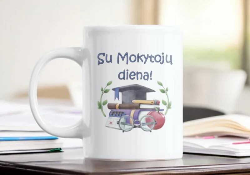 Standartinis puodelis „Su mokytojų diena!“