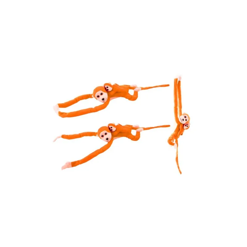 Pliušinė beždžionė su kūdikiu, oranžinė 90 cm · 2