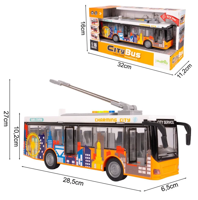 Žaislinis miesto autobusas su šviesa, garsu ir atsidarančiomis durimis · 3
