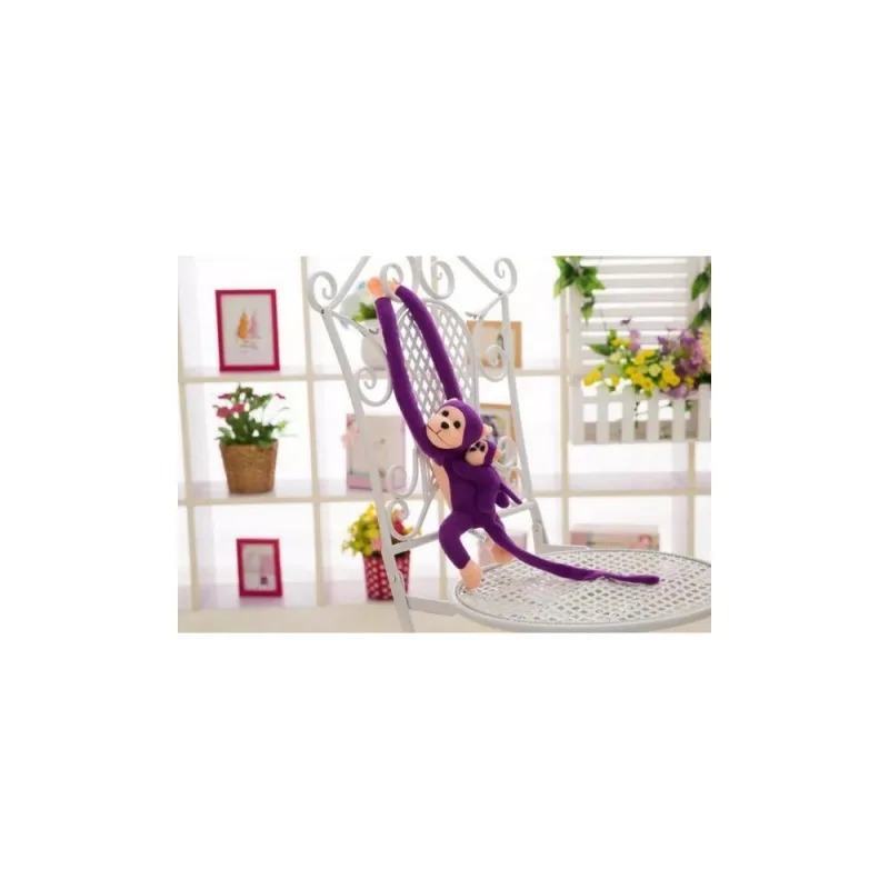 Pliušinė beždžionė su kūdikiu, violetinė 90 cm · 1