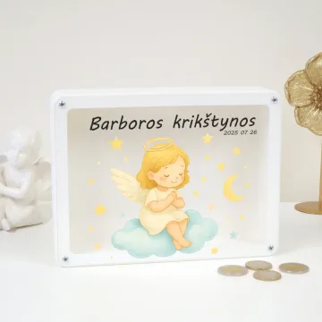 Taupyklė mergaitei su angeliuku – krikštynų dovana su vardu